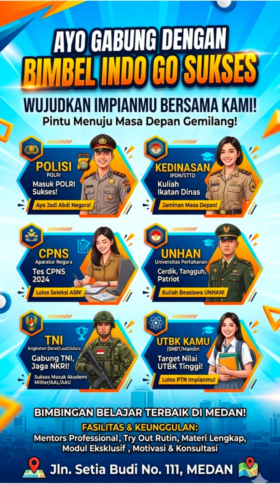 Les Bimbel Inggris , Kedinasan, TNI, Polri, di Medan